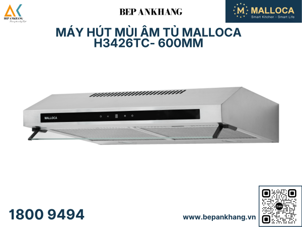 Máy hút mùi âm tủ Malloca H3426TC- 600mm